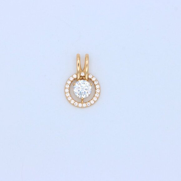 "Brilliant White Center Stone Pendant with Elegant Crystal Halo Design, XPPT1709 - Picture 11 of 13